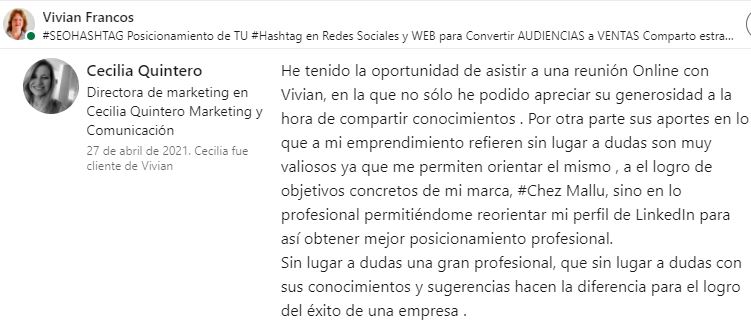Cecilia Quintero #SEOhashtag